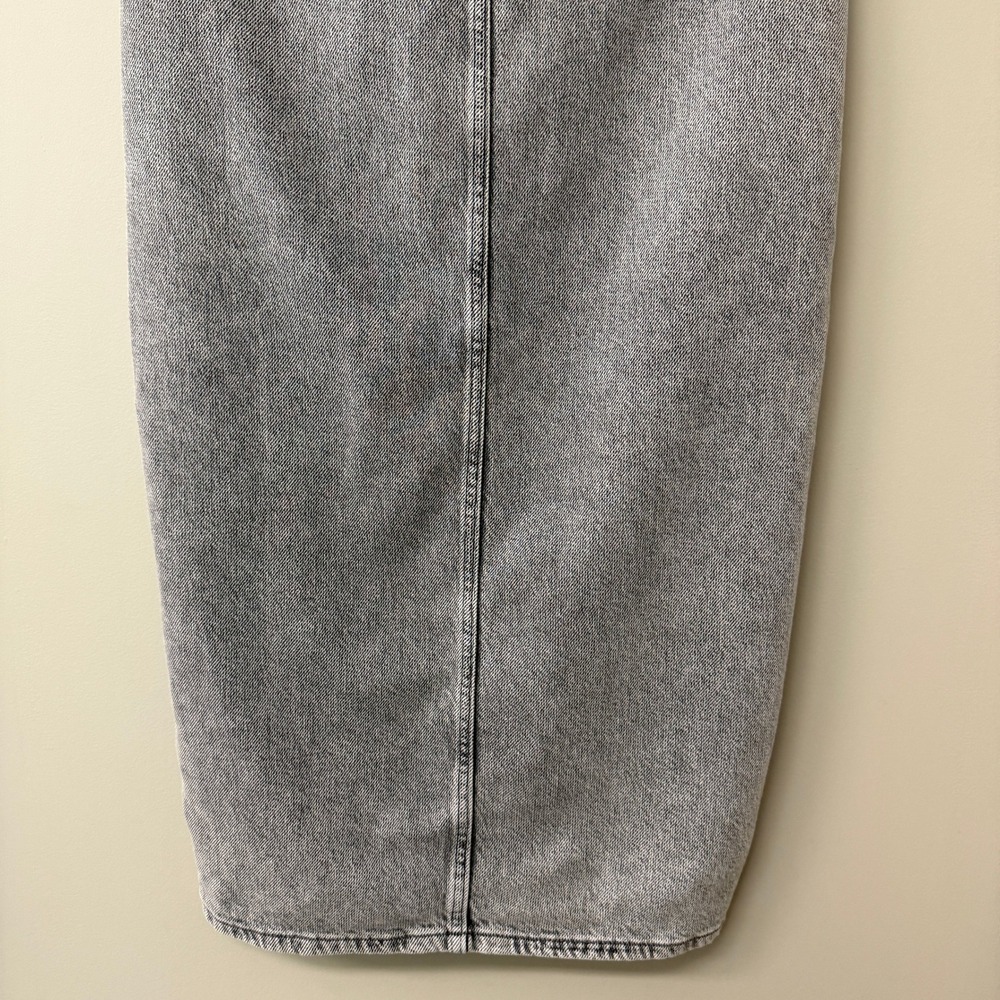 Zara Women Asymmetrical Button Front Denim Midi Skirt Size M Grey Acid Wash Slit - Picture 7 of 10